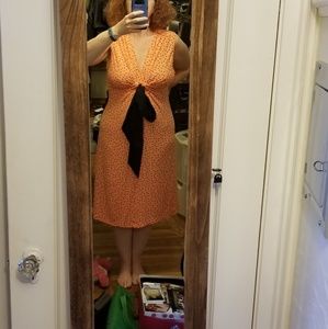 J Peterman Salmon w/black polka dots dress